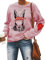 Dresswel Damen Netter Kaninchen Sweatshirt Herz Patchwork Pullover Pulli Rundhals Langarmshirt Bluse Top Oberteile
