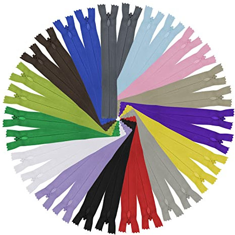 DOITEM 15 Farben Nylon Unsichtbar Reißverschlüsse, 25cm lang, 2.3cm breit für Kleidung Tasche Mäppchen Kissenbezug, 30 Stück