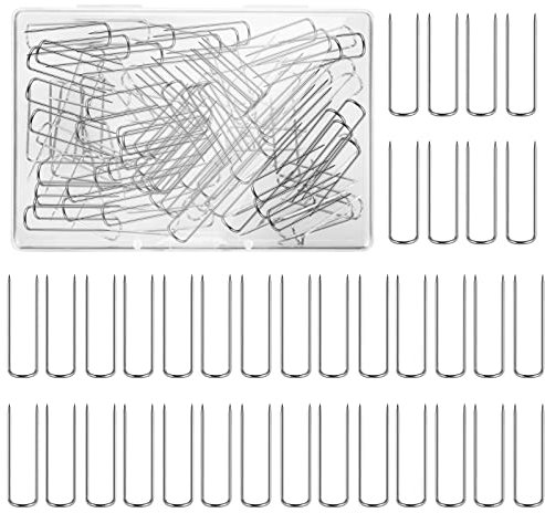 Grevosea 100 Stück Stecknadeln U förmige Pins Nähen Edelstahl Bastel Sewing Pins Needle Crafts Pins mit Box Doppel blockier stifte Gerade für Stifte Zum Nähen Schmuckdisplay und Wohnkultur 23mm
