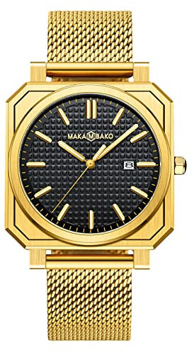 rorios Herren Uhren Leuchtuhr Analog Quarz Uhr mit Edelstahl-Netzarmband Minimalistische Armbanduhr für männer