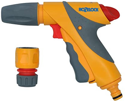 Hozelock Jet Spray Plus Nozzle Garden Hose Pipe Water Gun & Aqua Stop Fitting