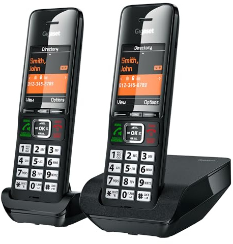 Gigaset Comfort 552 Duo - 2 Cordless Phones - Made in Germany - Elegant Design - Hands-Free Mode - Comfort Call Protection - Phone Book for 200 Entries, Titanium-Black