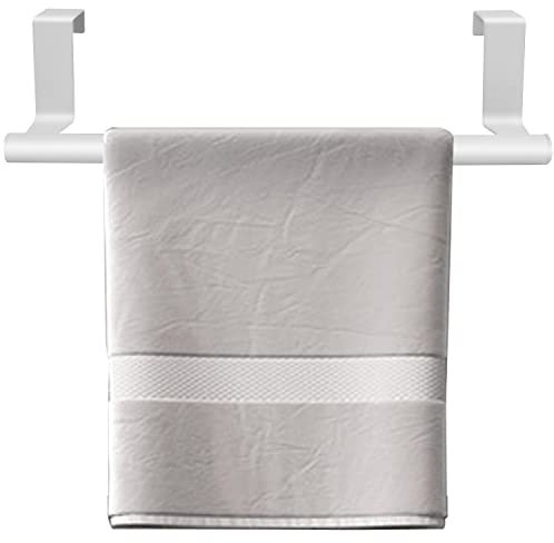 ZYFC Kitchen Towel Holder, Over Door Bar, the Cabinet Rail Tea Holder Rack No Drilling, Anti-Slip Scratch-Protecting Stripe, Bathroom Cupboards(23cm), White