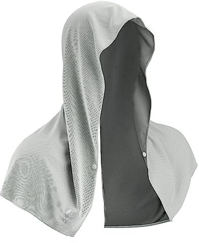 Sukeen Kühlendes Handtuch, Kühlendes Hoodie-Handtuch Frauen Männer, Kühlende Handtücher für Hals und Gesicht, Mikrofaser-Handtuchwickel-Halstuch, Hält den Kopf kühl, Sport, Training, Radfahren(Grau)