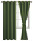 JIUZHEN Blickdicht Vorhänge Gardinen Ösenvorhang für Schlafzimmer Wohnzimmer,Olivgrün Verdunkelungsvorhang,2 Stück, 260x140cm(HxB)