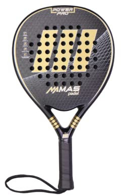 MAS Padel POWER PRO - Racchetta da Padel, Oro/Nero, Unisex, Adulto, 100% Rivestimento in Carbonio, Superficie Ruvida, Alta Performance