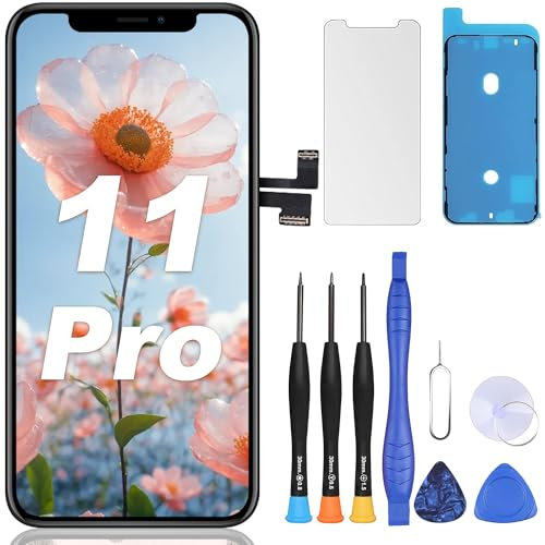ZOETEC Screen Replacement For iPhone 11 Pro, 5.8 LCD Full HD Retina Display COF Touch Screen Digitizer Frame Assembly with Repair Tool Kits, Waterproof Adhesive, Tempered Glass