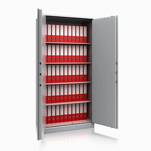 Feuerschutz Stahlbüroschrank Aktenschrank | Feuerschutzisolierung nach DIN 4102 | Schlüsselschloss | (55 Ordner: H1950xB950x500mm)