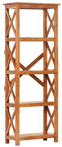 ZQQLVOO Bücherregal 60x30x160 cm Akazie Massivholz Palisander-Finish, Aufbewahrung DVD + CD-Regal, Raumteiler für Büro, Wohnzimmer, Bücherregal