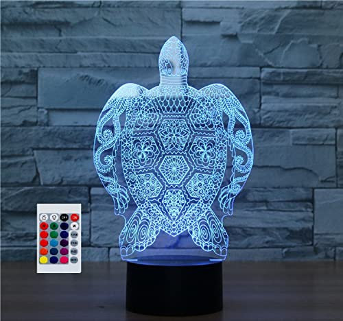 SUPERHONGJIHAO Veilleuse LED 3D en forme de tortue de mer avec télécommande, 16 couleurs changeantes, cadeau de Noël ou d'anniversaire pour enfant