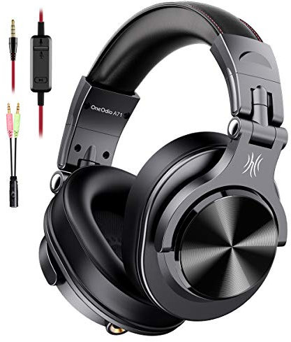 OneOdio A71M Black Speaker 40mm Neodymium Foldable Headset P2 or P10 Connection With Microphone, Detachable Cable