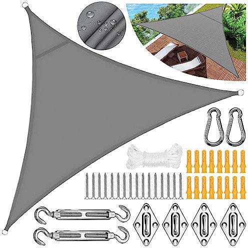 Vela de Sombra Triangular,toldo Vela Triangular 3x3x3 m,Vela de Sombra Impermeable Triangular,Vela de Sombra 3x3,toldo Vela de Sombra Impermeable,Vela de Sombra para Patio,Jardín,Patio Trasero