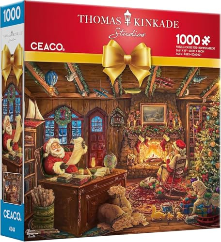 Ceaco - Thomas Kinkade – Urlaub – Weihnachtsmann überprüft seine Liste – 1000 Teile Puzzle