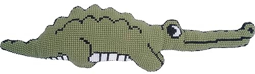 Vervaco Cross Stitch Embroidery Kits Cushion Embroidery Set with Cushion Back Beginners Pre-Printed Crocodile DIY Set Creative Set for Adults Approx. 80 x 24 cm Craft Set Craftsman Home Decoration
