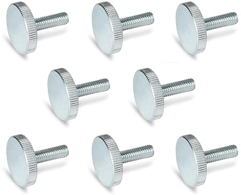 Ganter Normelemente | Flache Rändelschrauben | Rändelschrauben (niedrige Form) | DIN 653-M4-20-ZB | 8 Stück | Stahl verzinkt | Gewinde: M4x20