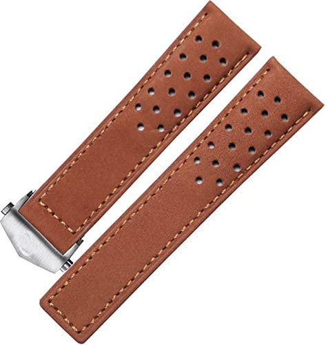KiLoom Echtes Lederarmband für Tag Heuer Uhrenarmband mit Faltschließe 20mm 22mm Grau Schwarz Braunes Rindslederband