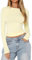 Women's Slim Fit Crop Tops Casual Solid Color Crew Neck Long Sleeve Tight T-Shirt Basic Blouse Tee Tops (Yellow, S)