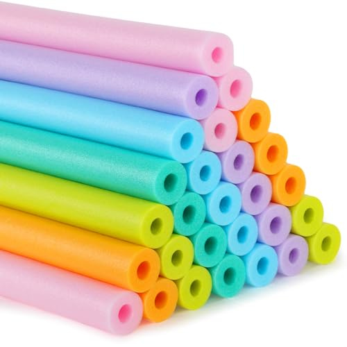 Sratte 39 x 2.36 Inch 30 Pcs Pool Noodles Bulk Jumbo DIY Decorations Heavy Duty Large Foam Swim Water Foam Hollow Noodles for Swimming Floating Craft Projects (Macaron Color)