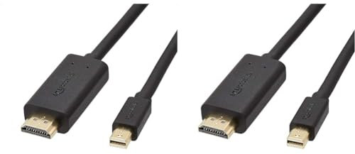 Amazon Basics Verbindungskabel, Mini DisplayPort auf HDMI, 3 m (Packung mit 2), Schwarz
