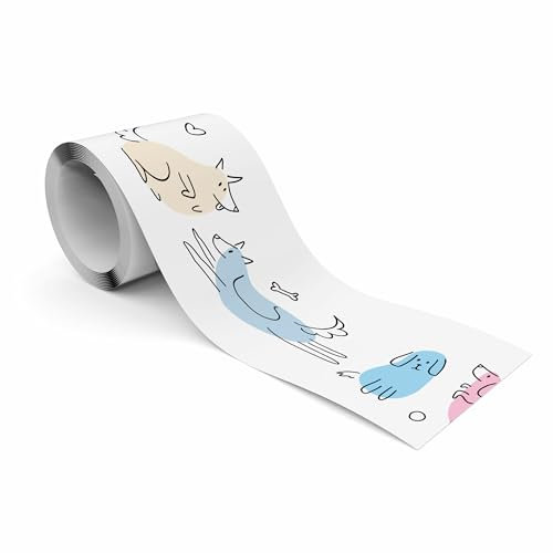 Muralo - Selbstklebende Bordüre - Tapetenbordüre Wandbördure - Dekorative Wandtatto für Wände, Möbel, Decken, Tapeten, Wandverkleidungen, Türen - Pastellfarbene Hunde - Br.10cm x Hö.300cm