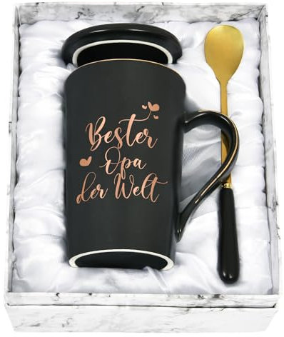 Joymaking Kaffeetasse Beste Opa der Welt, Vatertag Geburtstagsgeschenk für Opa Tasse Beste Opa Geschenk zum Geburtstag, Vatertag, Weihnachtsgeschenke für Opa Kaffeetasse, Schwarz 400ml