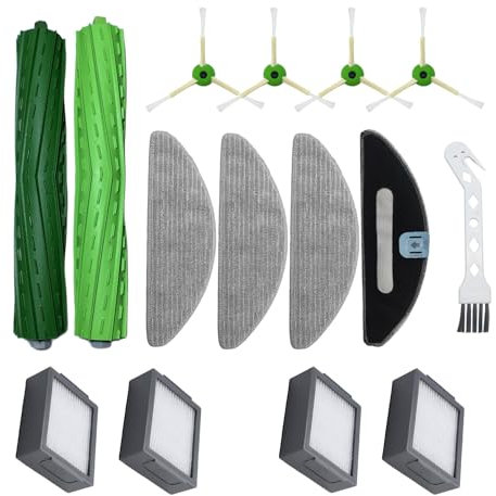 Odashen Juego de 15 accesorios de repuesto para iRobot Roomba Combo J5+ I5+ J5 I5 Robot Aspirador, cepillo principal, paño de fregona, filtro HEPA, cepillo lateral, cepillo de limpieza