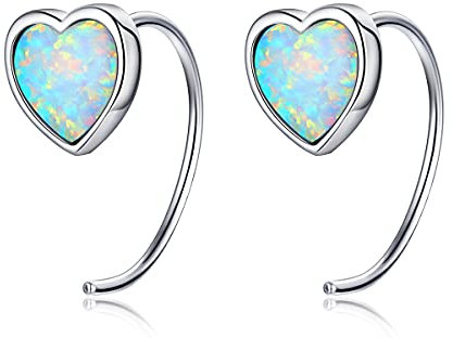 925 Sterling Silber, r Einfache Aurora Romance Herz Opal Ohrstecker für Frauen Mädchen Verlobungsgeschenk Feiner Schmuck