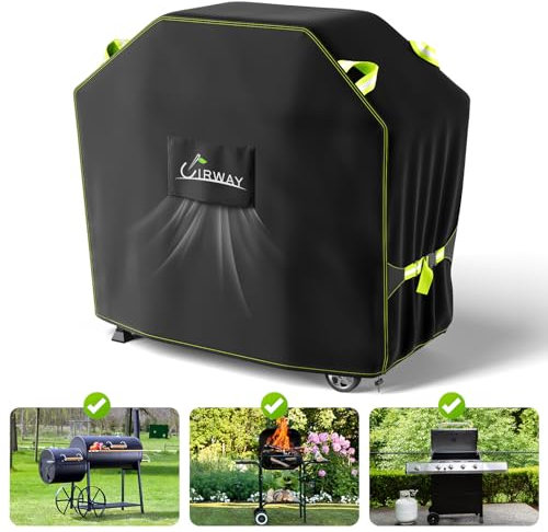 UIRWAY Copertura per Barbecue da Esterno - Rivestita in Argento Oxford 420D, Impermeabile, per Barbecue a Gas, 117 x 66 x 117 cm