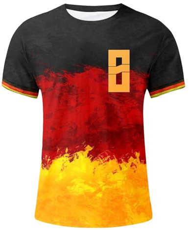 Herren T-Shirt 2024 Fußball Trikot mit Nummer Tshirt Fanartikel T-Shirts für Herren Kurzarm Rundhals Sommer