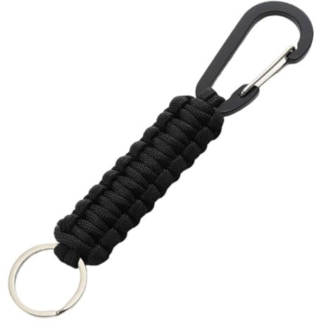CENSIVI Paracord Llaveros con Mosquetón - Negro Paracord Llaveros con Clip Llavero de Cuerda Trenzada Llavero en Paracord Paracord con Mosquetón Multifunción para Exteriores