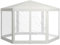 Outsunny Tonnelle de Jardin 3 x 3,4 m Hexagonal, Tente de réception avec parois latérales en Maille, 2 Portes, pavillon de Jardin pour Camping, Festival, Plage, crème