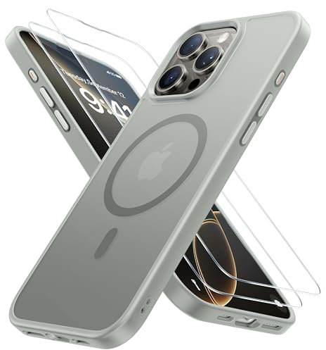 Miracase Magnetic for iPhone 16 Pro Max Case [Compatible with MagSafe] [With 2X Screen Protectors] Military-Grade Protection, Anti-Fingerprint, Slim Phone Case for iPhone 16 Pro Max 6.9 - Grey