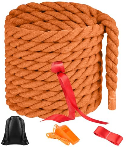 NEBURORA 20FT Tug of War Rope Outdoor Games Field Day Family Reunion Summer Outside Yard Backyard Lawn Camping Picnic Carnival Party Games Orange
