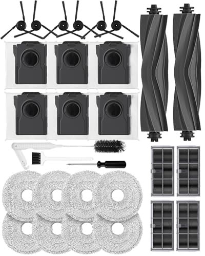 iRobacc Lot de 29 Accessoires pour Robot aspirateur Dreame X40 Ultra/L40 Ultra/X40 Master/Mova P50 Pro Ultra/P10 Pro Ultra, 2 brosses à Rouleau, 6 brosses latérales, 6 Sacs à poussière, 8 lingettes