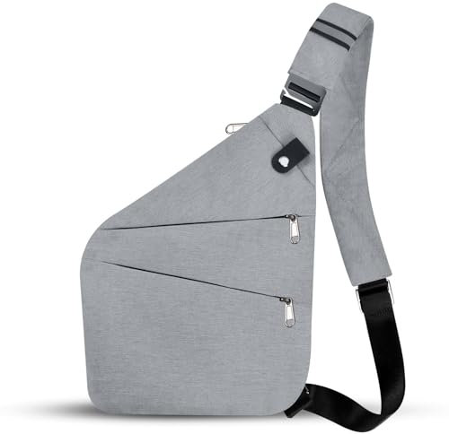 Anti-Diebstahl-Umhängetasche, Anti-Diebstahl-Reisetasche für Damen und Herren, Schultertasche für Reisen, Sport, Arbeit, GRAU