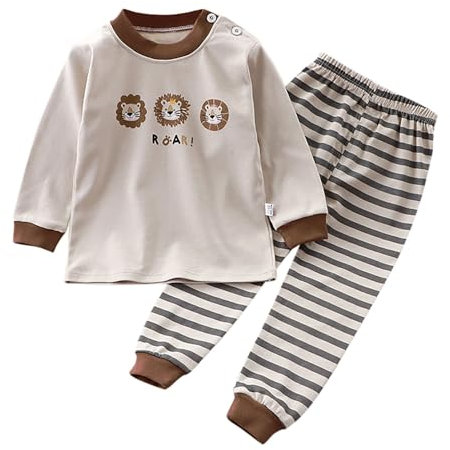 Pyjama-Set für kleine Jungen und Mädchen, Dinosaurier-Tiere, Baumwolle, 2-teilig, Zug, Kleinkinder, Cartoon-Nachtwäsche, Herbstkleidung Schlafanzug Weihnachten 152