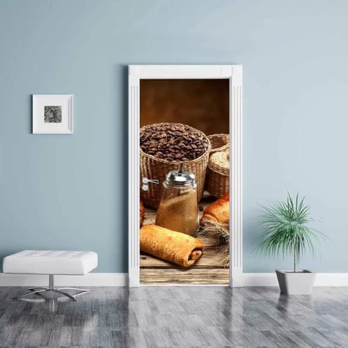 Türtapete Selbstklebend 77x200 Kaffee Türposter Küche Fototapete Türfolie Türklebefolie Wasserdichte für Türwand Dekoration Tapete a.1135
