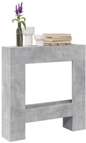 Lechnical Fireplace Surround Concrete Grey 81x18x82 cm Engineered Wood,Fireplace Surrounding,Fireplace For Electric LED Flame-854601
