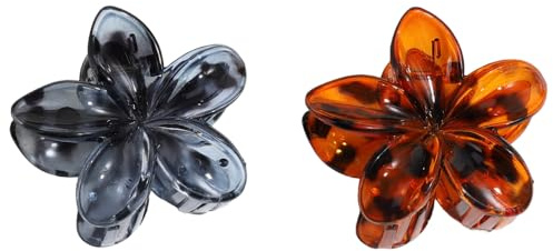 2 pièces de pinces à cheveux fleurs Plumeria léopard pour femmes, clip à griffe hawaïen, pince à cheveux antidérapante, forte tenue, pinces à griffes pour le coiffage pour femmes, pour la fête, la