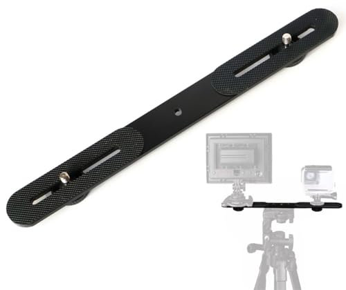 RALSPEC Dual Camera Flash Bracket 1/4 Thread Double Tripod Extension Slider Mount Bar Arm 27cm For DSLR Flash LED Light