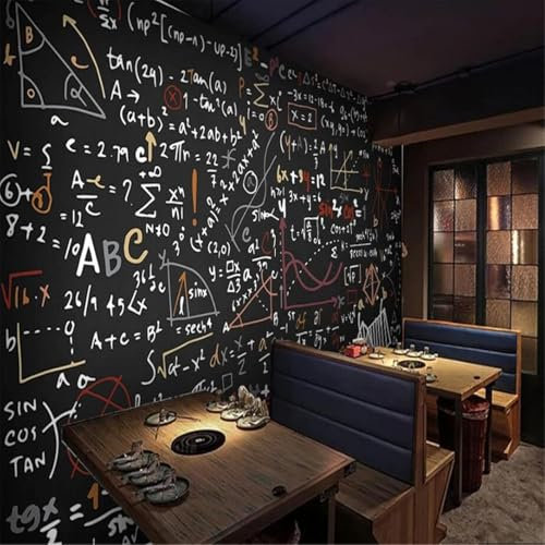 XLMING Formule Matematiche Gesso Colorato Lavagna 3D Carta da Parati Decorativo Studio Soggiorno Camera da Letto Parete Divano TV Muro-150cm×105cm