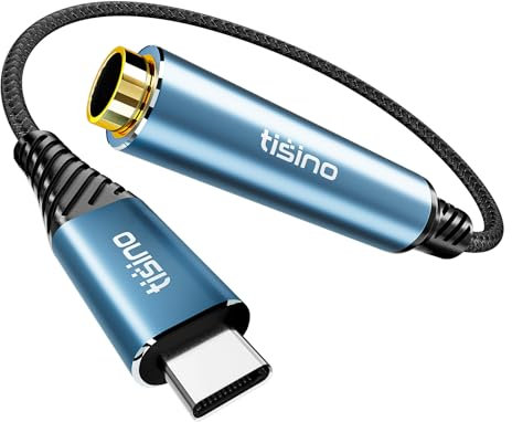 Tisino Adattatore per cuffie USB C da 1/4(0,2 m), 384 kHz/32 bit Cavo adattatore da USB C a jack stereo TRS da 6,35 mm per smartphone, laptop, amplificatori, mixer, home theater, cuffie da 6,35 mm