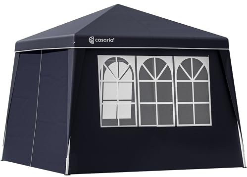 CASARIA® Pavillon Pop-Up 3x3m inkl. 4X Seitenteile Farbauswahl UV-Schutz 50+ inkl. Tasche wasserdicht faltbar Faltpavillon Festival Capri Anthrazit