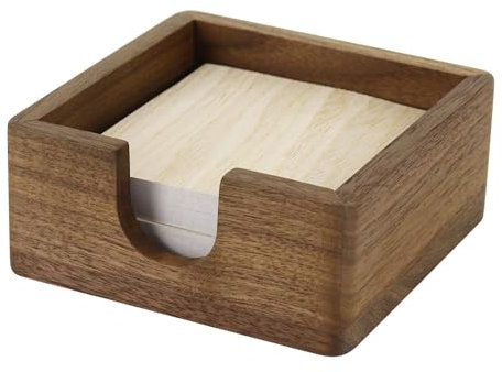 Support de notes adhésives en bois de noyer noir massif naturel d'Amérique du Nord - Organisateur de bloc-notes de bureau - 10,5 x 10,5 cm - Petit distributeur de notes avec base antidérapante pour