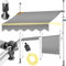 KESSER® Klemmmarkise mit Handkurbel & LED Lichterkette | Balkonmarkise ohne Bohren | Markise UV-beständig höhenverstellbar & wasserabweisend | Sonnenschutz für Balkon Terrasse & Garten 300cm