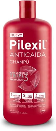 PILEXIL - Champú Anticaída Triple Protection 900 ml - Frena la Caída del Cabello, Fortalece y Suaviza la Fibra Capilar e Hidrata y Protege el Cuero Cabelludo - Para Hombres y Mujeres