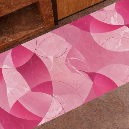 PETTI Artigiani Italiani - Tappeto Antiscivolo Lavabile, Tappeti Runner Cucina, Passatoia per Cucina, 50x280 cm, Disegno Geo Cerchio Fucsia, 100% Made in Italy