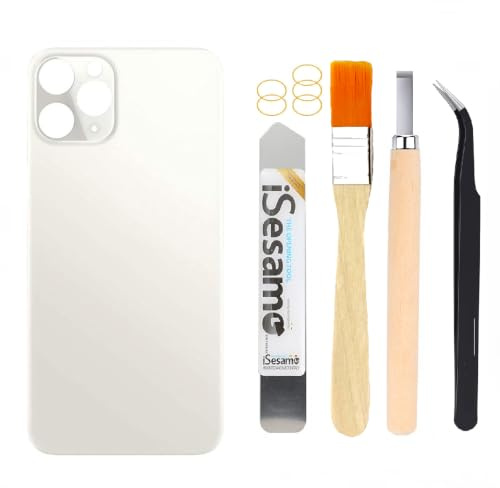 Rear Back Glass Replacement for iPhone 11 Pro Max 6.5 inches with Professional Repair Tool Kit (Sliver)