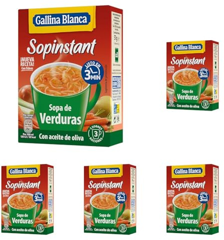 Gallina Blanca Sopinstant Sopa de Verduras con Picatostes, 48g (Paquete de 5)