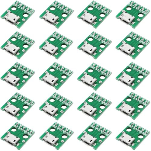 Oiyagai 20 pcs Micro USB vers Dip 2.54mm Adaptateur 5 Broches Connecteur Femelle Type B PCB Convertisseur